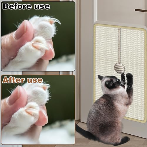 Image of Cat Scratching Mats and Hanging Balls, Cat Nail File Scratcher Supplies, Will Not Damage Furniture Paw-Friendly, Can File Nails Can Be Installed on Floor Door Wall Glass