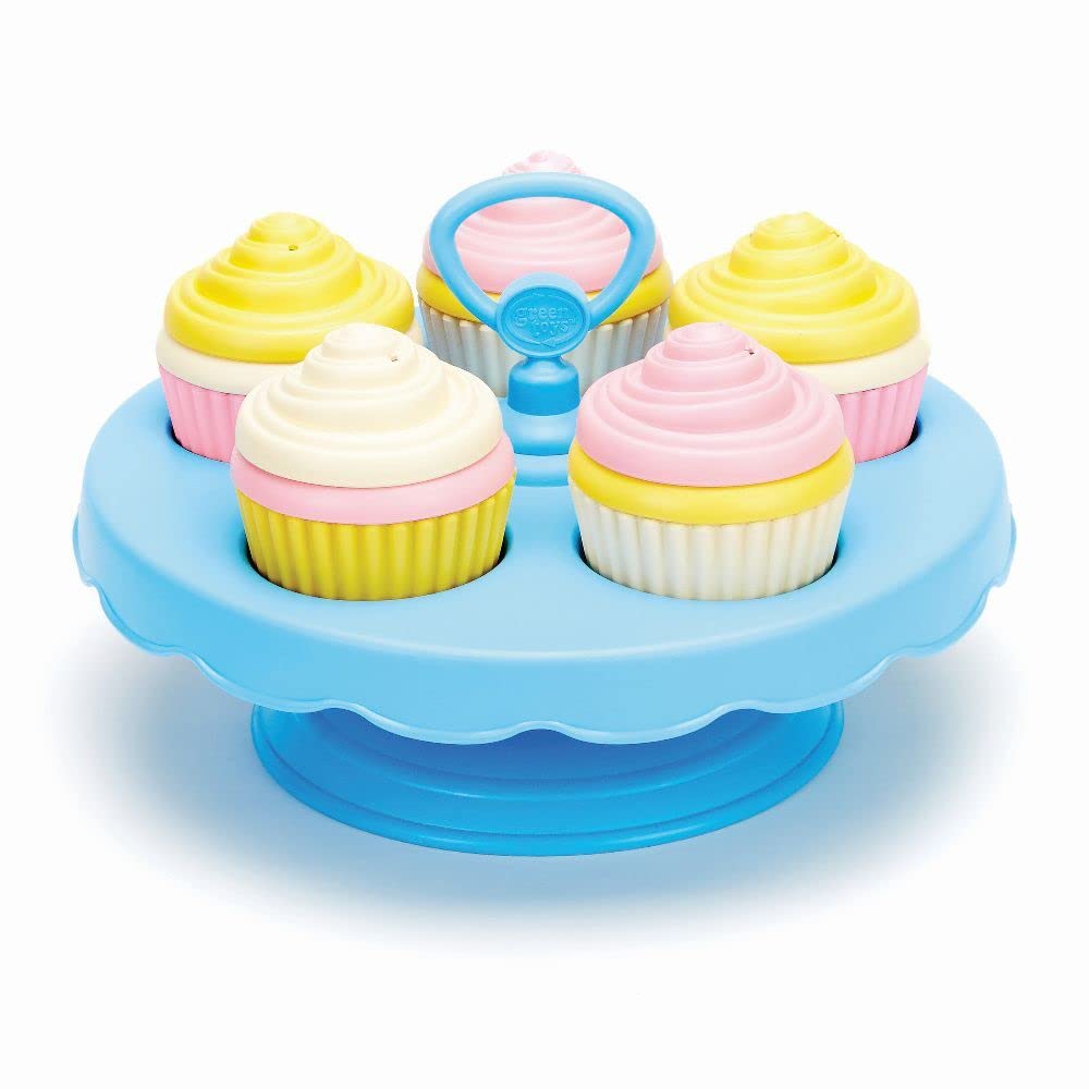 Green Toys Cupcake Set - 16 Piece Pretend Play, Motor Skills, Language & Communication Kids Role Play Toy. No BPA, phthalates, PVC. Dishwasher Safe, Recycled Plastic, Made in USA.