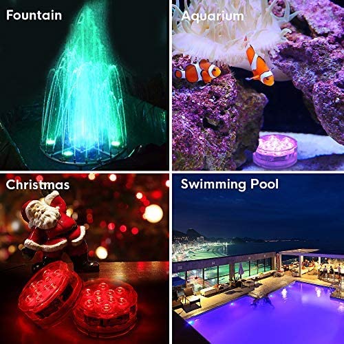 Alilimall Submersible Led Lights, 3.3'' Pool Lights Underwater Waterproof Pond Lights, Aa Battery Puck Lights With Remote Magnet Suction Cup For Hot Tub Bathtub Shower Spa Vase Base Christmas Party #TOP6