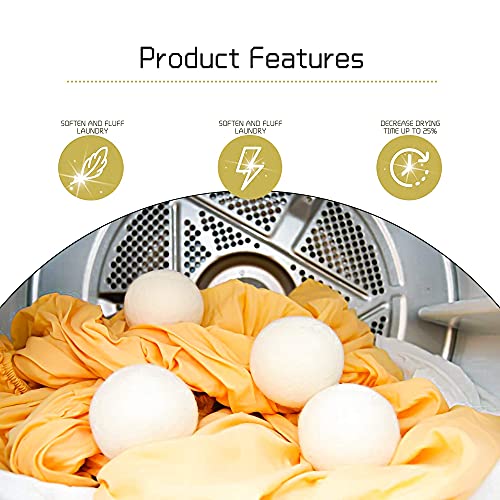 MEEQIAO 6PCS wol droger ballen - duurzame drogers ballen voor droger - natuurlijke stof ontharder - 100% Nieuw-Zeeland… - Image 4
