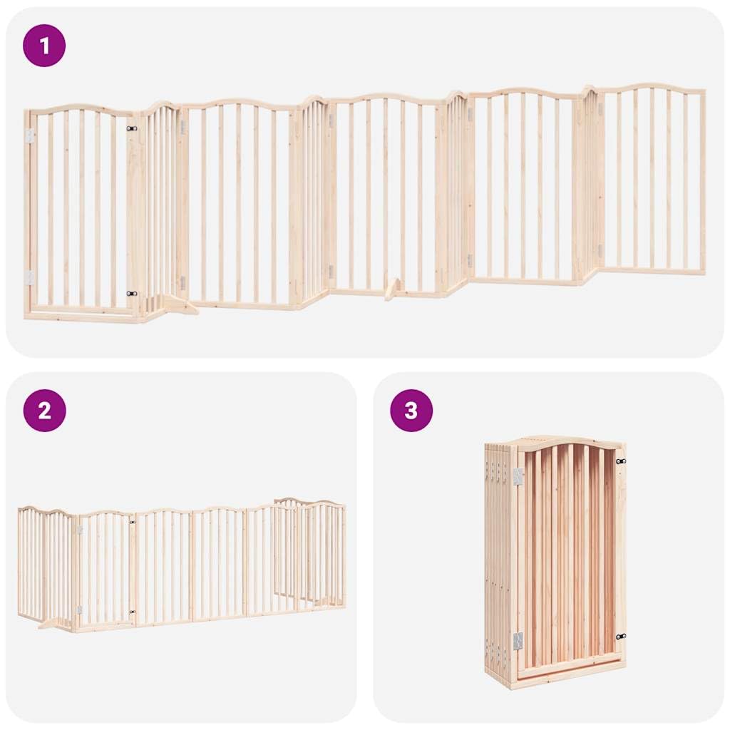 Homgoday Barrera para Perros,Barrera de Seguridad para Perros Mascotas,Puerta Seguridad Perros Puerta para Perros Plegable 9 Paneles Madera de álamo 450 cm