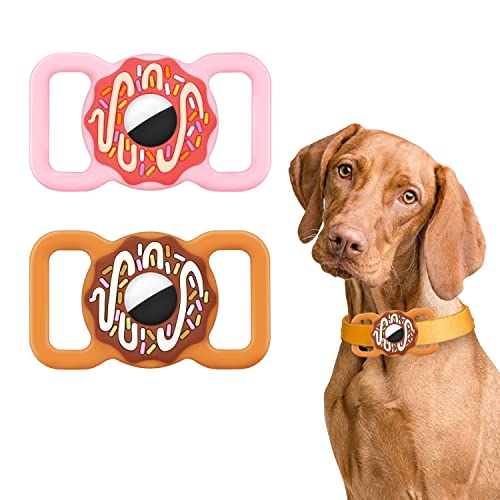 2 Stück Donut-Airtag-Halter für Hunde, Langlebige Silikon-Schutzhülle für Airtags, Anti-Lost Apple AirTag Halter für Riemen innerhalb von 2,5 cm Cover