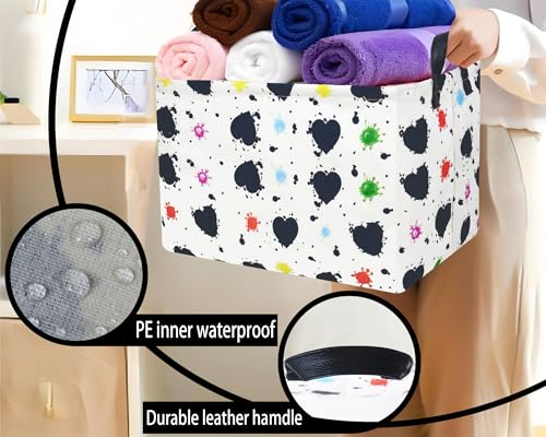 Image of Valentines Day Basket Large Foldable Heart Shaped Storage Box for Gifts Kids Empty Storage Bins Rectangular Toy Organizer Decor (Graffiti Love)