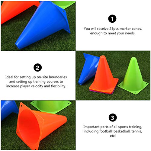 BESPORTBLE 25Pcs 15Cm Cones de Marcador Cones de Treinamento de Futebol Esportes Futebol Marcador de