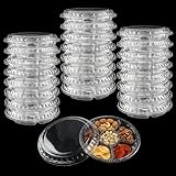 HEHIPLE 30 Pack Plastic Veggie Tray for Serving for Party, 10.4inch 6 Divided Compartment Disposable Party...