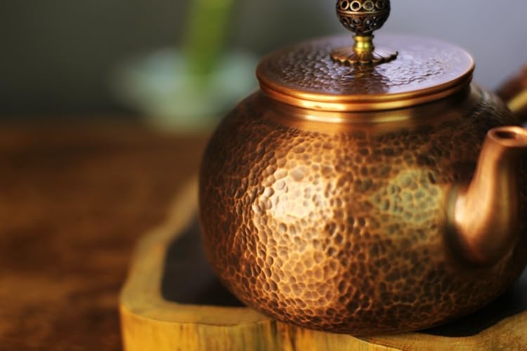 Miniatura 5 de Kunwu Hervidor de cobre hecho a mano con mango lateral pequeña tetera de cobre Hervidor de cocina Tetera 0.059 in de espesor 100% cobre puro hecho a