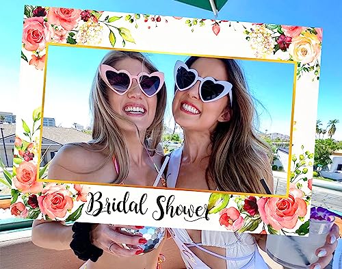 JeVenis Floral Bridal Shower Photo Booth Props Bride to Be Photo Booth Frame Floral Bridal Shower Party Supplies Hen Party Bachelorette Party Supplies
