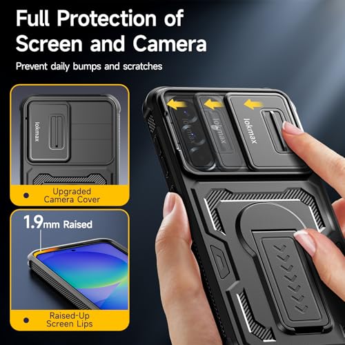 for Samsung Galaxy A36 5G/A56 5G Case with 2 Pack Screen Protector, Upgrade Slide Camera Cover & Kickstand, Lanyard Strap, Military Grade Shockproof Heavy Duty Robust Bumper Phone Case, Black - Image 6