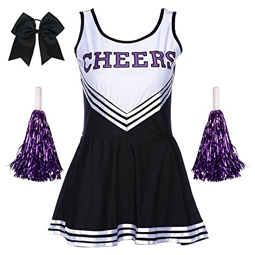 Ladies Sexy Varsity High School Cheer Girl Sexy Cheerleader Costume Uniform Halloween Fancy Dress Costume