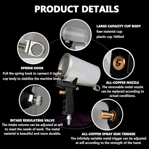 Pistolet pulvérisateur pneumatique pour gelcoat, capacité de 1000 ml, buse de 3 mm pour peinture, résines et réparation automobile