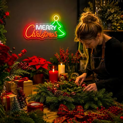 Image of Merry Christmas Neon Signs for Wall Decor, Christmas Led Sign