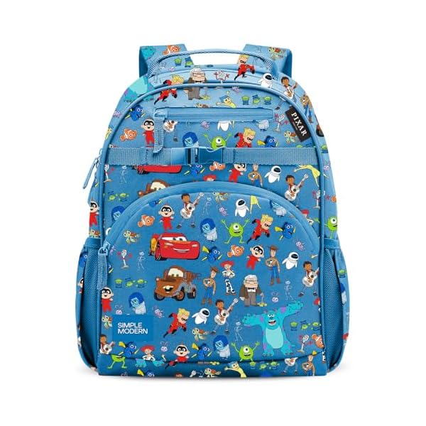 Simple Modern Medium Disney Pixar Toddler Backpack for School Girls and Boys | Kindergarten Elementary Kids Backpack | Fletcher Collection | Kids - 15" tall | Pixar Mashup on Blue