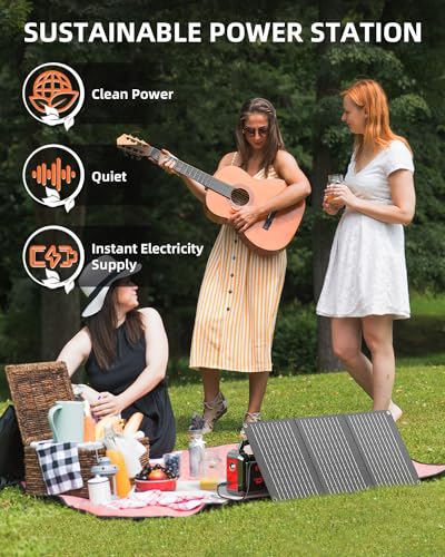 POWSTREAM-Solar-Generator-167Wh-Portable-Power-Station-with-30W-Solar-Panel-Included - 100W Backup Power Bank with AC Outlets DC USB QC3.0 for Camping Boat Trip Hunting Outdoor Adventures Emergency - Image 6