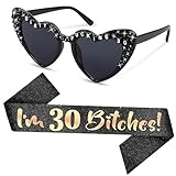 30. Geburtstag Frauen, 30Geburtstag Frauen Deko, Contains Schärpe Und Herz Sonnenbrille, Party Zubehör Für Frauen, Geschenkidee Für Geburtstag, Ideale Geschenk für Friend, Colleague, Wife, Girlfriend