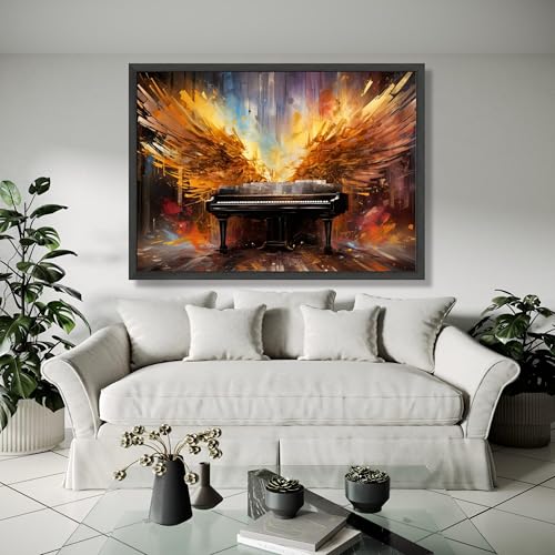 Tableaux abstraits de piano à queue 60x90cm avec cadre intérieur en toile - 2