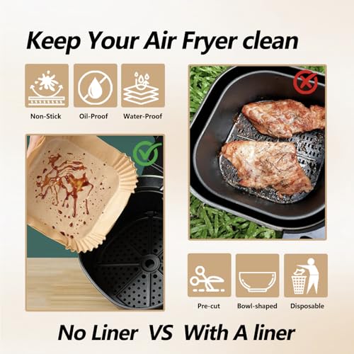 Image of Air Fryer Liners for Ninja Crispi, 270PCS Disposable Paper Liners for Ninja Crispi 4-in-1 Portable Glass Air Fryer Cooking System, Parchment Paper Containers