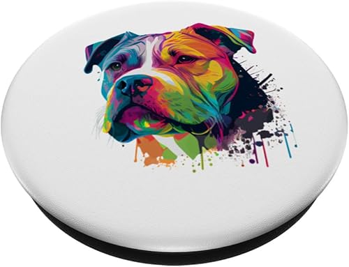Vista 2 de Colorido Bulldog americano American Bully para hombres y mujeres, PopSockets intercambiables PopGrip