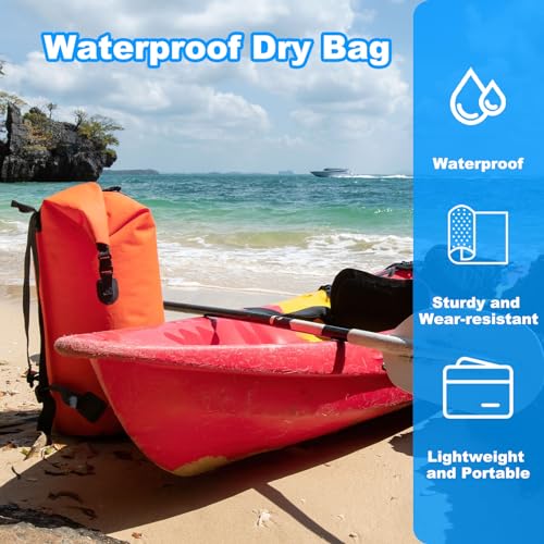PATIKIL 12L Bolsa seca impermeable, bolsa de almacenamiento portátil y ligera con cierre enrollable para gimnasio, kayak, senderismo, natación y camping, color naranja miniatura 5