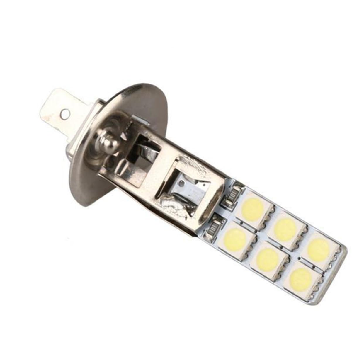 Bombillas LED Antiniebla H1 para Coche, 12v, 12 LED 5050, Color Blanco, Metal, Fácil Instalación, Pack de 2 para Iluminación Interior y Exterior