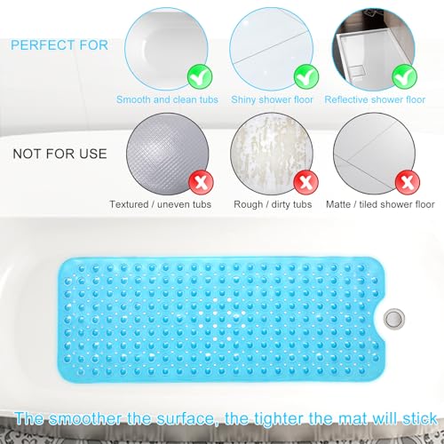 Sheepping Baby Bath Mat Non Slip for Tub Extra Long Bathtub Mat for Kids 40 X 16 Inch - Eco Friendly Bath Tub Mat with 200 Big Suction Cups,Machine Washable Shower Mat by Sheepping - Image 2