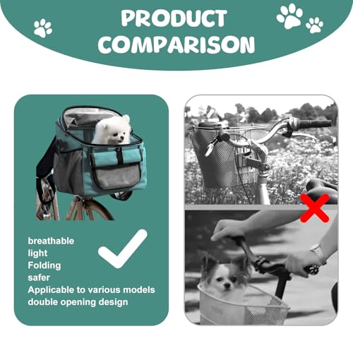 Hundekorb Fahrrad Vorne 5kg, Fahrradkörbe für Hunde und Katzen, Faltbarer Hundefahrradkorb, Hunderucksack und Fahrradtasche für Haustiere Camping (Blau)