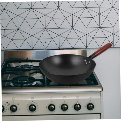 Wok de hierro con mango de madera y antiadherente miniatura 5