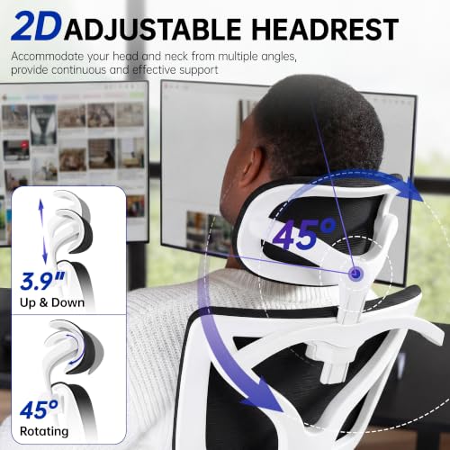 Image of Ergonomic Office Chair, High Back Mesh Computer Chair with Comfortable Adaptive Lumbar Support, Built-in Coat Hanger, SGS Class 4 Gas Lift, Heavy Duty 300lbs for Long Hours Home Office