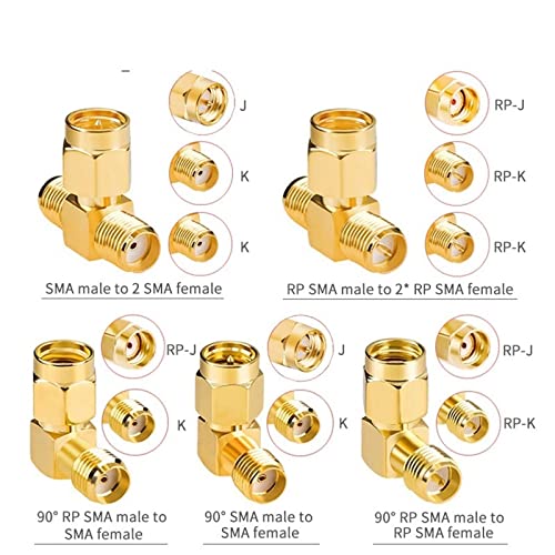 Conector RP SMA macho a hembra adaptador coaxial RF recto doblado C20088 4