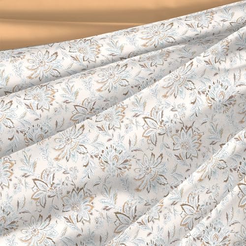 Image of Trident Nectarsoft King Size Bedsheet, 100% Cotton Bedsheet for Double Bed, 5-Piece Set (1 Bedsheet with 4 Pillow Covers) Superior Softness, 400 Thread Count, Luxurious Finish - Adelia Beige