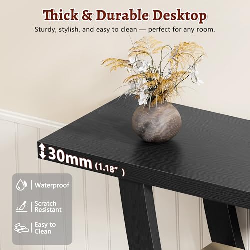 FAVOOSTY 31.5" Entryway Table, 3 Tier Hallway Table, Console Tables, Black - Image 4