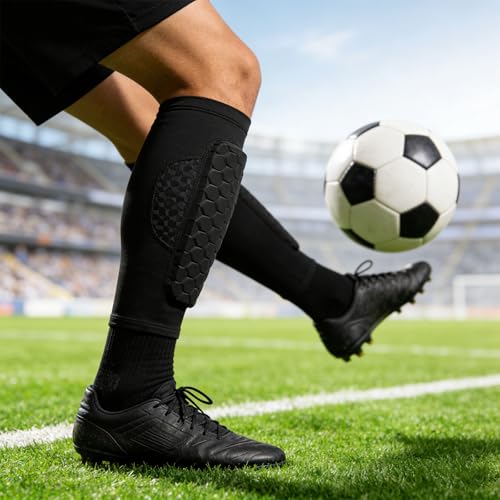 Ski Shin Guards Gel, Ski Guard Socks, Ski Guards Shin Pads, Shin Defender, Adult Shin Guards, 1 Pack Soccer Shin Guards, Football Shin Pads for Men Youth Adult (Black, XL) - Image 2