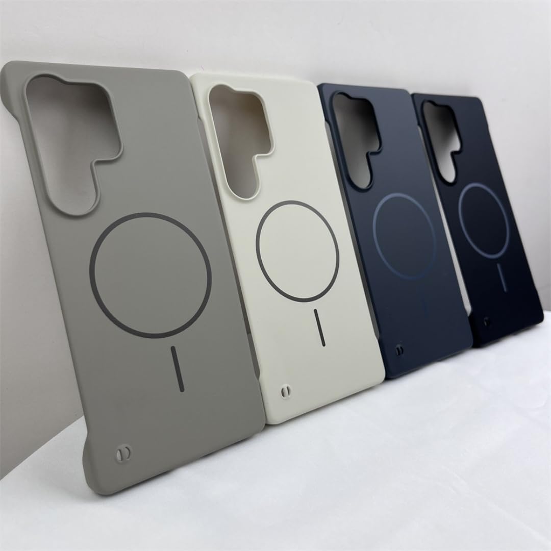 Ultracienkie, bezramkowe etui magnetyczne do Samsunga Galaxy S25 Edge, S24, S23, S22 Ultra Plus Fe, twarda ładowarka bezprzewodowa (do Galaxy S22ultra/szary)