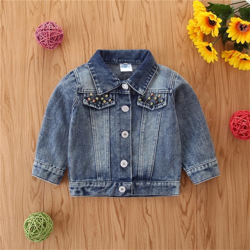 Toddler Kid Baby Girls Denim Jacket Long Sleeve Button Down Jeans Coat Cowboy Overcoat Hoodie Casual Outwear2