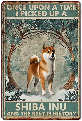 Bade Wand Dekoration Shiba Inu Türschild Personalisierte Blechschilder Retro Metall Schilder Für Café Bar 20X30Cm