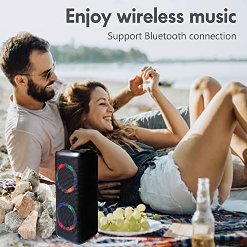 Bluetooth luidspreker 5.0 Dual LED Wireless met RGB LED Lights draagbare luidspreker voor smartphones, tablets / Art Tech Lab, zwart - Afbeelding 7