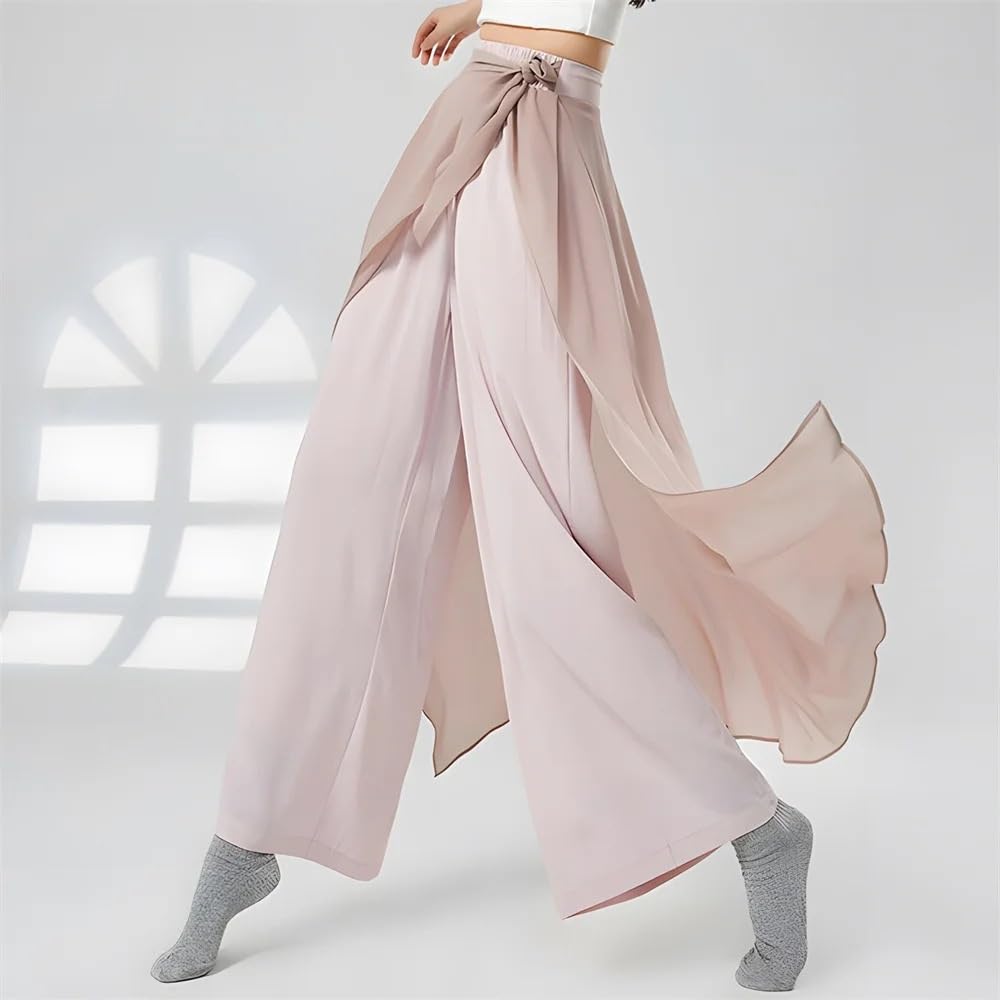Pantalón de Baile Moderno for Mujer, Pantalones Holgados de Gasa de Pierna Ancha de Cintura Alta, práctica for Mujer