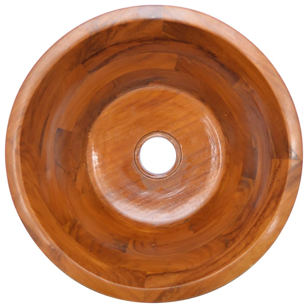Lavabo in legno di teak massiccio con diametro di 40 x 20 cm, per bagno, salvaspazio, facile da pulire, adatto per ristrutturazione, montaggio a parete o sopra