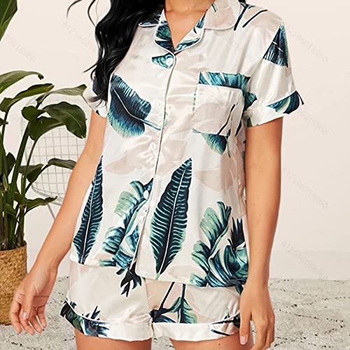 Ladies Silk Faux Sexy 2 Piece Nightgown Set with Matching Pajama Pants for Women 20252