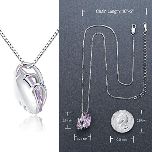 Leafael Wish Stone Pendant Necklace With Alexandrite Light Purple Birthstone Crystal For June, Silvertone, 18" + 2" Chain #TOP3