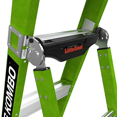 Little Giant Ladders, King Kombo, Professional, 6 Ft. A Frame, 10 Ft. Extension, Single Hinge, Fiberglass, Type 1AA, 375 lbs Weight Rating, (13906-001)