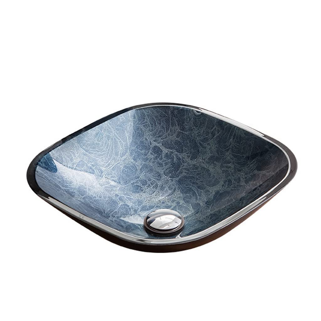 ADERFETBI Bathroom Sink Bathroom Vessel Sink Tempered Glass Countertop Home Washbasin Vanity(Sink only)