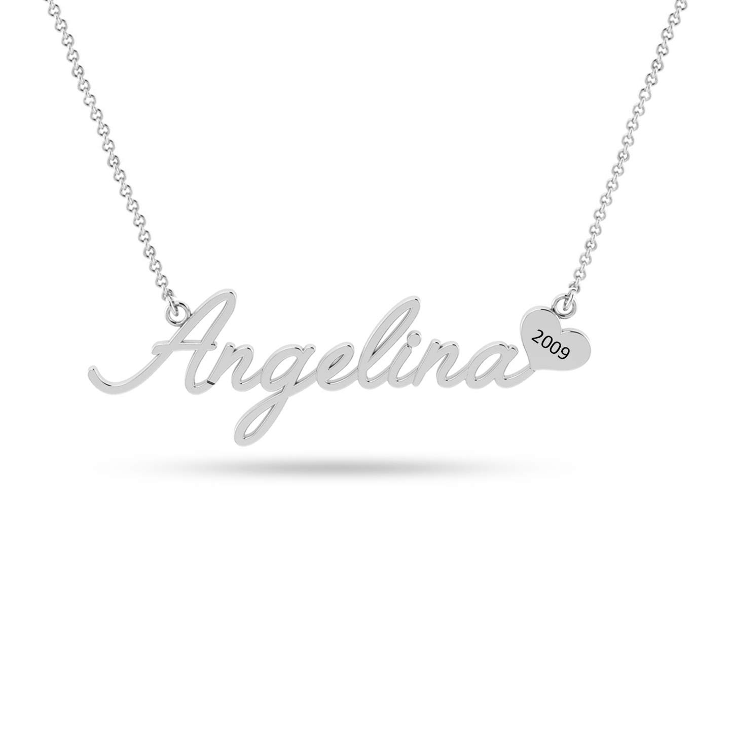 Silver StylePersonalised Name Necklace for Women | Customized Name and Year Pendant for Girls | Custom Jewellery Gift for Wife, Anniversary, Wedding, Birthday, Engagement Unique Gifts