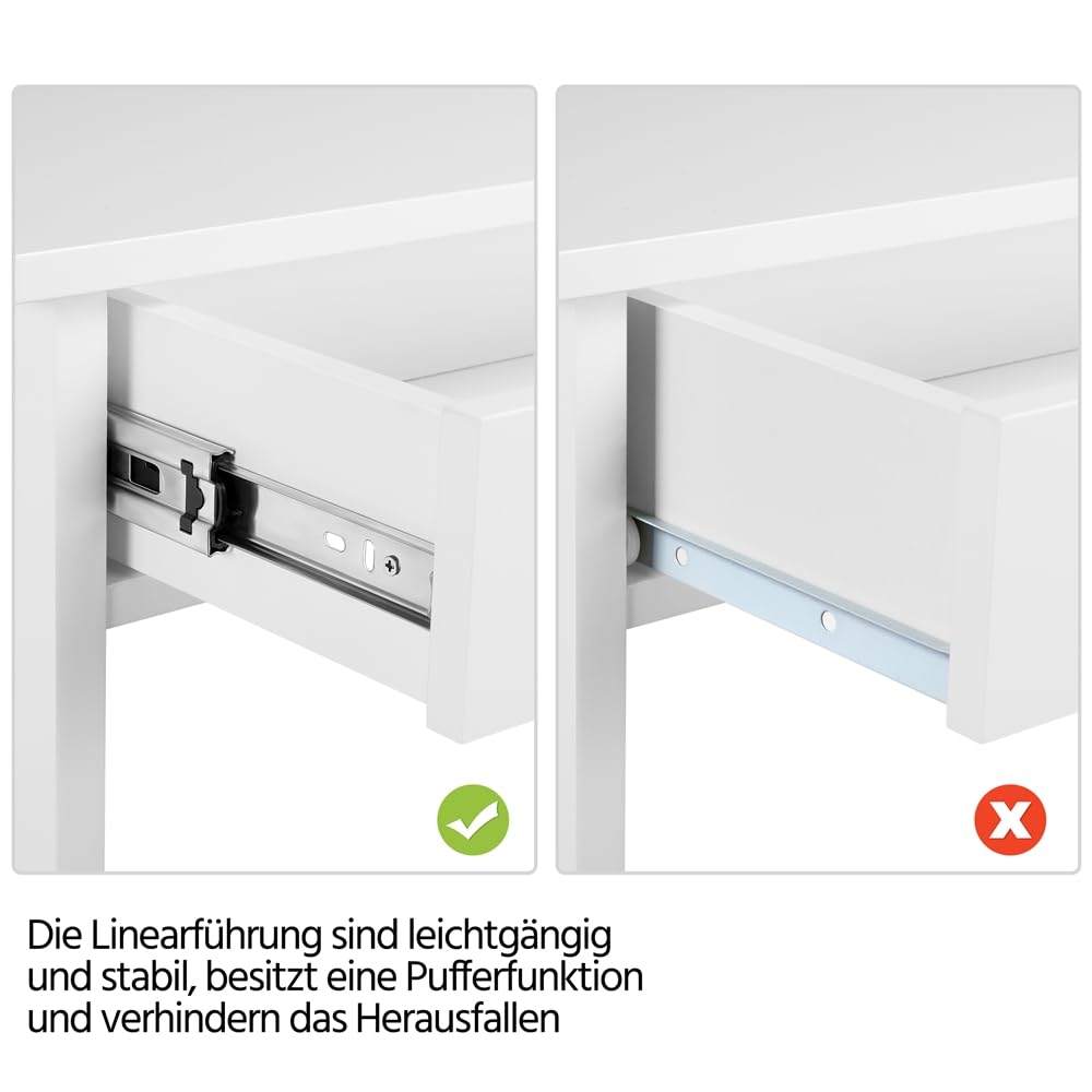 Yaheetech Konsolentisch, Flurtisch mit Schublade und 2-stufigen Ablagefächern, Beistelltisch Holz, Sofatisch mit stabilem X-Rahmen, für Eingang, Flur, Wohnzimmer, 100 x 30 x 80 cm, Weiß