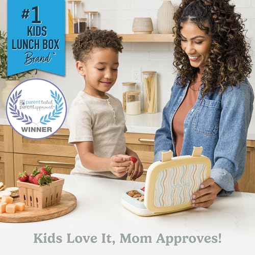 Bentgo Kids 5-Compartment Leak-Proof Bento-Style Lunch Box (Whimsy & Wonder Collection) - Ideal for Ages 3-7, Drop-Proof & Durable, Dishwasher Safe, & PFAS & BPA-Free Materials (Wavy) - Image 3