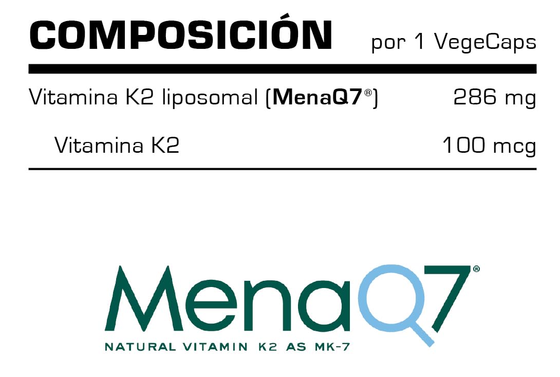 VITOBEST | Liposomal Vitamin K2 | Contribuye a la coagulación normal de la sangre y al mantenimiento de los huesos | Vitamina K2 (MK-7) liposomal 100 mcg por cápsula | 60 VegeCaps
