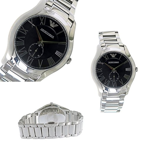 入学祝 就職祝 公務員 Emporio Armani クオーツ メタルウォッチ メンズ向 簡易ベルト調整器付 （AR11084 AR11085 AR11086） (AR11086（ブラック）)