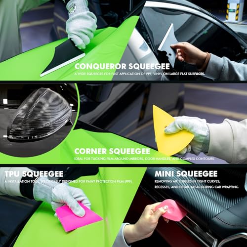 FOSHIO Vinyl Wrap Tool Kits Knife Less Tape 50m (164ft), Felt & Card Squeegee, PPF Squeegee & Tucking Tool, Exacto Knife, Plastic Scraper, Gloves, Magnets for Car Wraps Wrapping Window Tint Kit - Image 6