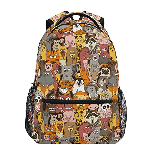 Mochila escolar para niños, divertido, animales, gato, búho, caballo, tigre, ligera, elemental, para niños, mochila casual, Colorido, Small