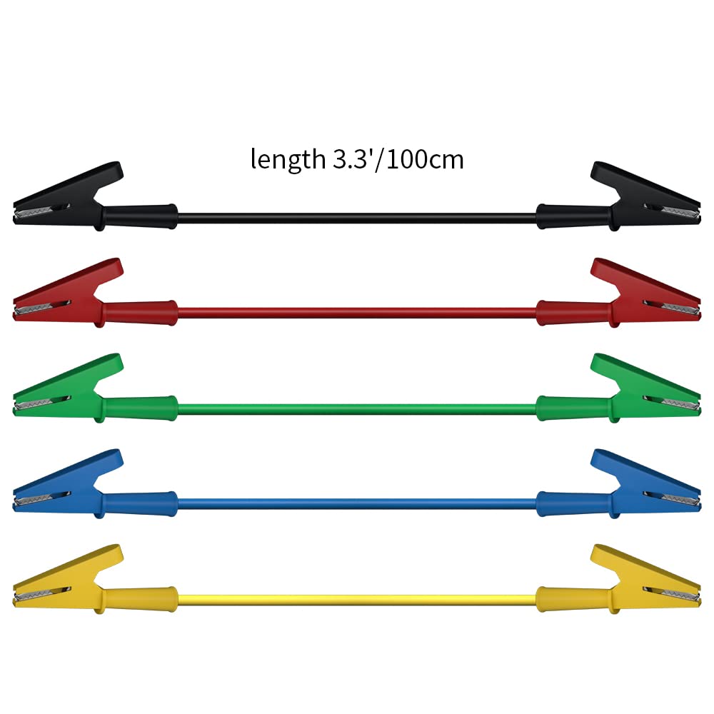 5pcs Alligator Clips Clamp Electrical Test Leads Dual Ended -2