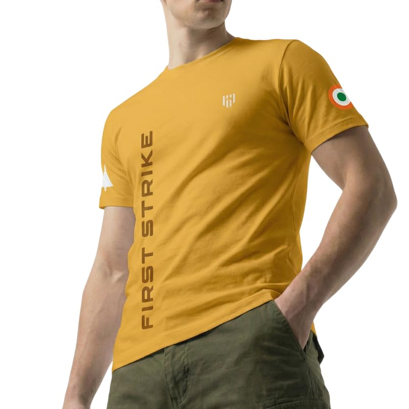 Image of Deployed First Strike Signature Luxesoft Cotton T-Shirt | Army t Shirt for Men | Military | Commando | t Shirts | Round Neck | Half Sleeve | Regular Fit | Black